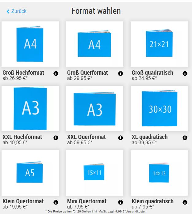 Fotobuch erstellen und gestalten. Wie erstelle ich ein Fotobuch? Fotobuch Format Auswahl