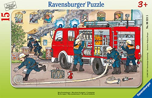 Ravensburger Kinderpuzzle "Mein Feuerwehrauto" - 06321 / Rahmenpuzzle 15-teilig mit Feuerwehr-Motiv - für Kinder ab 3 Jahre