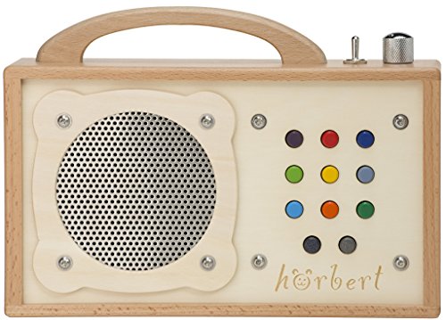 MP3-Player für Kinder: hörbert - Aus Holz und Edelstahl. Tragbar mit eingebautem Lautsprecher, Lautstärkebegrenzung und SD-Card für 17h Inhalte in 9 Playlists. Keine Kopfhörer und kein Display.