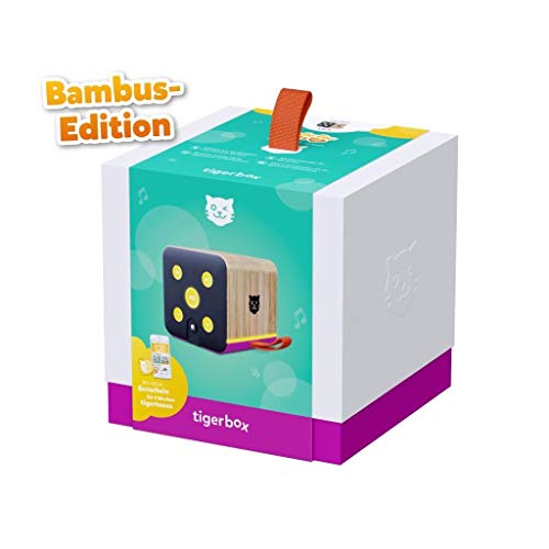 Lenco Tigerbox lila Bambus Edition, Bluetooth-Lautsprecher für Kinder, SD-Karten-Slot, Bambus-Gehäuse, inkl. 4 Wochen Premium-Zugang zu tigertones
