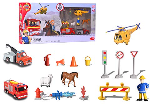 Dickie Toys 203096005 Feuerwehrmann Sam Theme Set Spielset, mehrteilig, Mehrfarbig