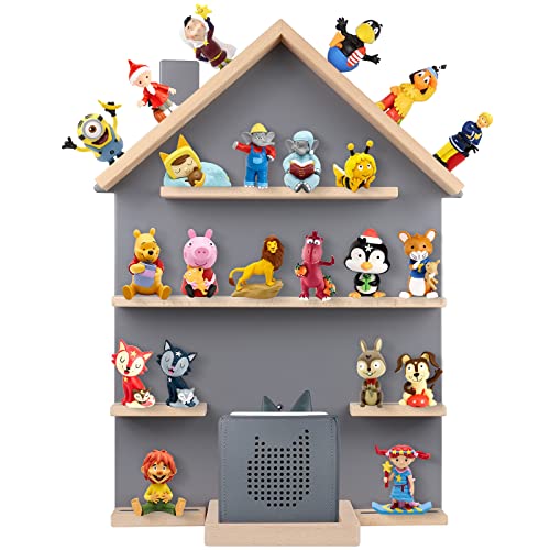 ZOEON Kinder Regal kompatibel mit Toniebox und Tonies für über 40 Figuren - Wandregal für die Musikbox - zum Spielen und Sammeln - für Kinder Baby Zimmer (Grau)