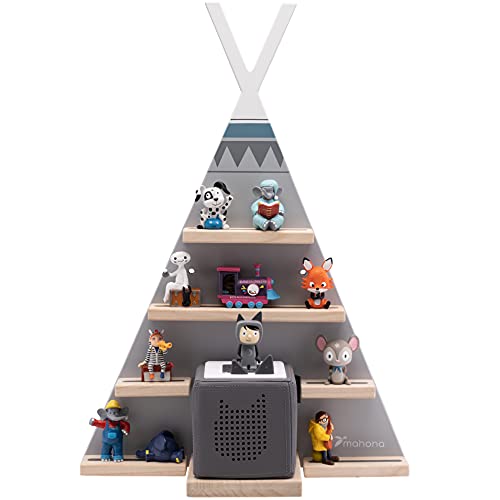 Tonie-Regal Tipi-Zelt - Kinderregal mit magnetischer Aufbewahrung für Tonie-Figuren, kompatibel mit Toniebox-Ladestation - Wandregal Kinderzimmer für Hörfiguren, Toni-Box, Starterset | mahona